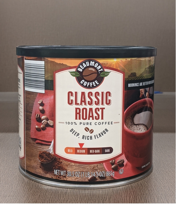 Beaumont Classic Roast Medium Ground Coffee 1.14lbs Tub (Medium Roast)