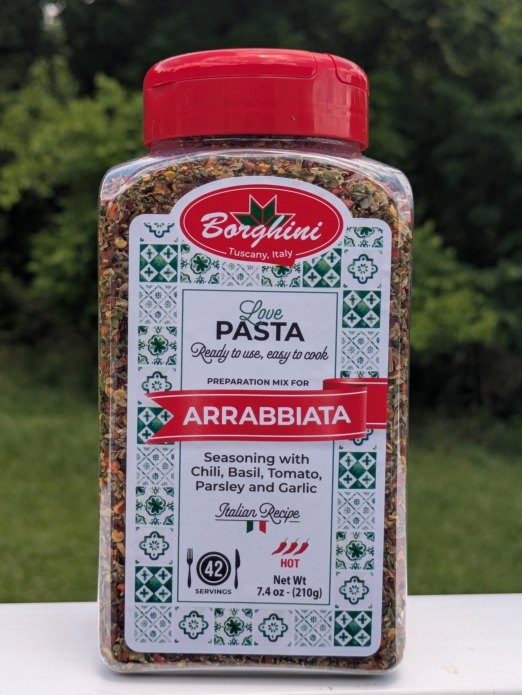 Borghini Pasta Seasoning with Chili, Basil, Tomato, Parsley and Garlic 7.4oz (Arrabbiata)
