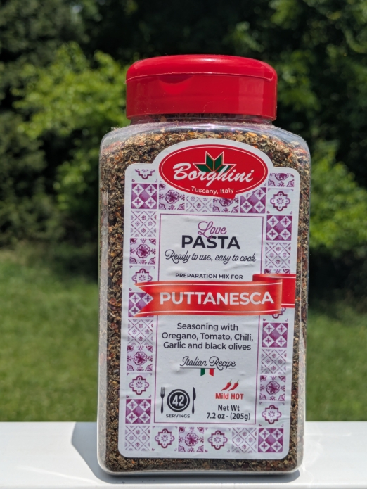 Borghini Pasta Seasoning with Oregano, Tomato, Chili, Garlic & Olives 7.2oz (Puttanesca)