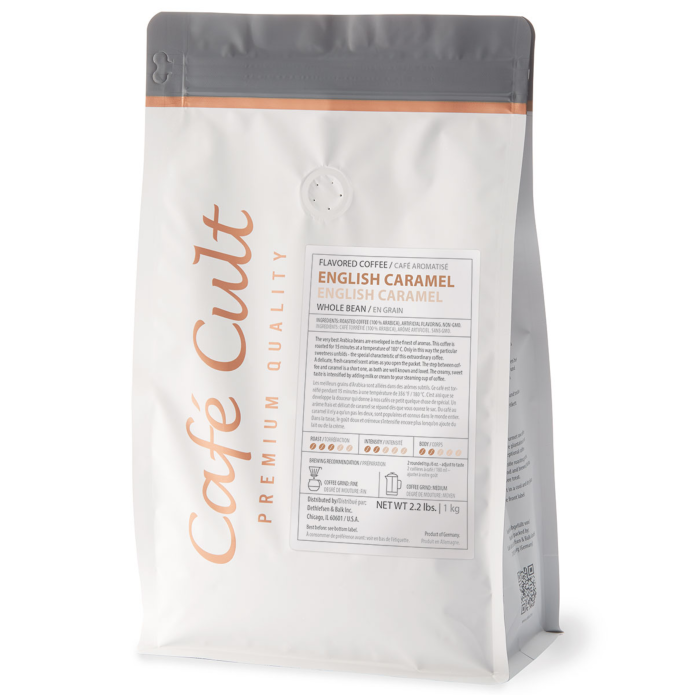 Cafe Cult English Caramel Whole Bean flavored Coffee Bag 2.2lb (Medium Roast)