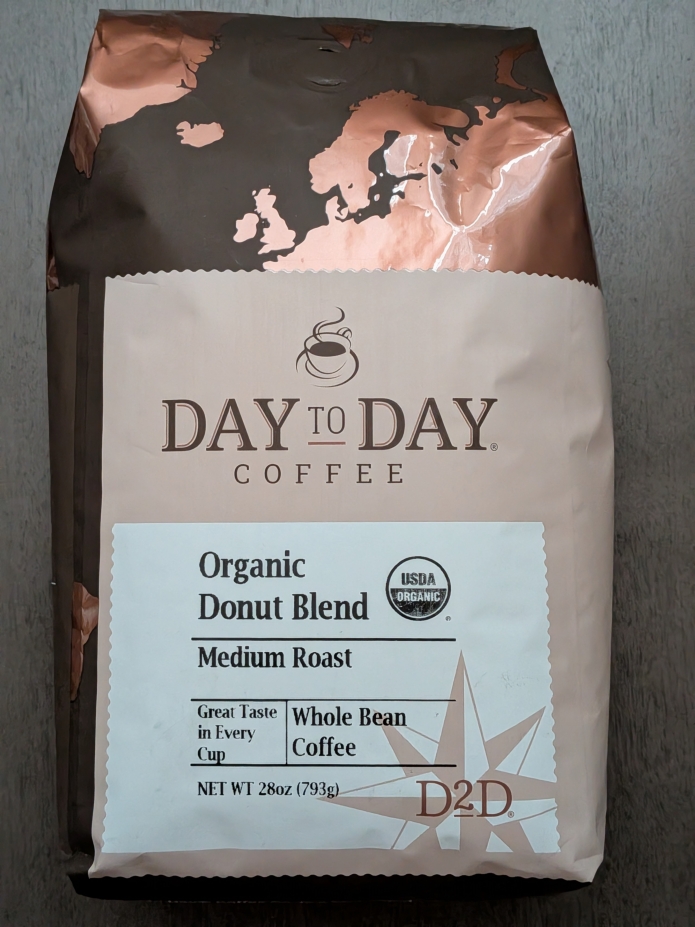 Day2Day Premium Whole Bean Organic DONUT Coffee Blend 1.75lbs (Medium Roast)
