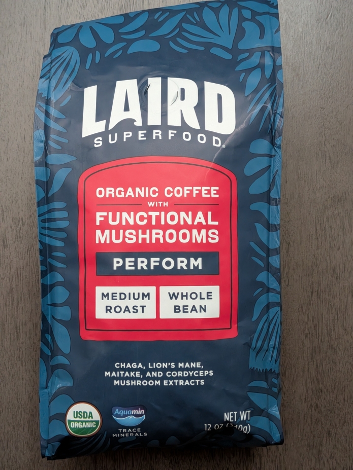 Laird Organic Whole Bean Coffee with Functional Mushrooms Blend 12oz (Medium Roast)