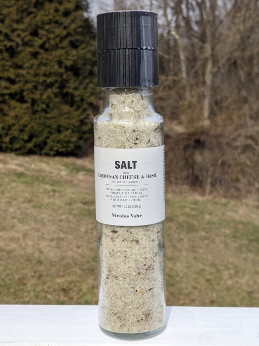 Nicolas Vahé Sea Salt with Parmesan Cheese & Basil Glass Grinder 11.2oz (Refillable Grinder)