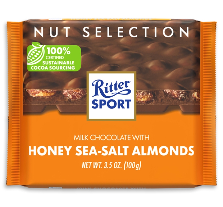 Ritter Sport Chocolate with Honey Salted Almonds 3.5oz (Milk Chocolate)