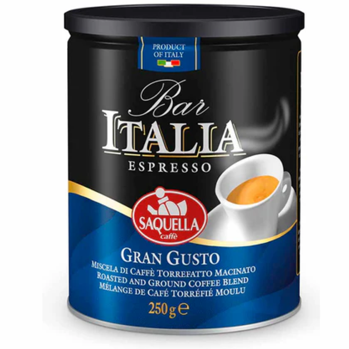 Saquella Bar Italia ESPRESSO Gran Gusto Tin 8.8oz (Dark Roast)