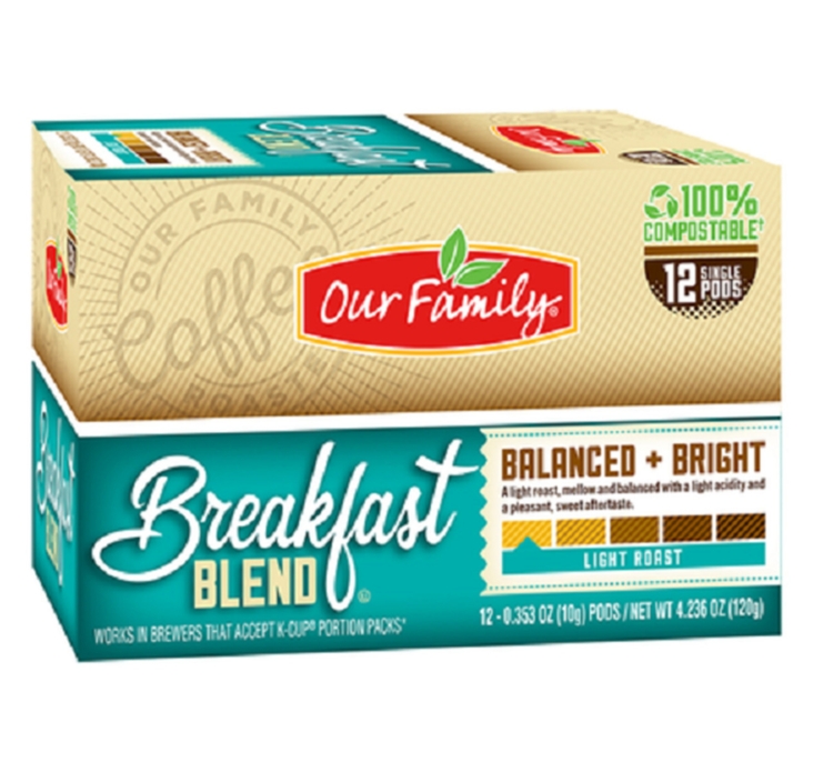 Our Family K-Cups Breakfast Blend Coffee Pods 12ct (Light-Medium Roast)