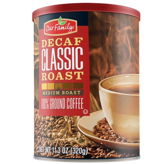 Our Family Decaf Classic Roast Ground Coffee Tin 11.3oz (Medium Roast)