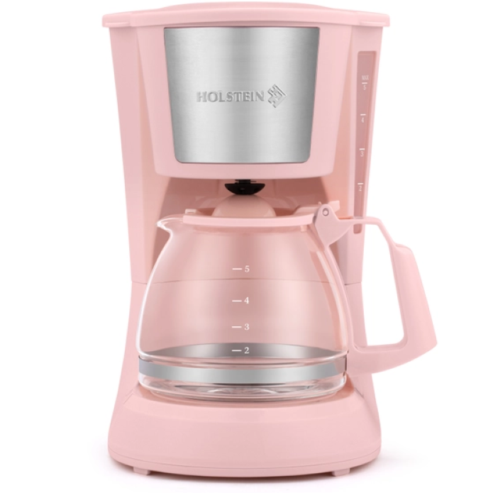 5-CUP Coffee Maker PINK & Stainless Steel