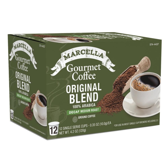 DECAF Gourmet Coffee Pods Marcella 12kcups (Medium Roast)