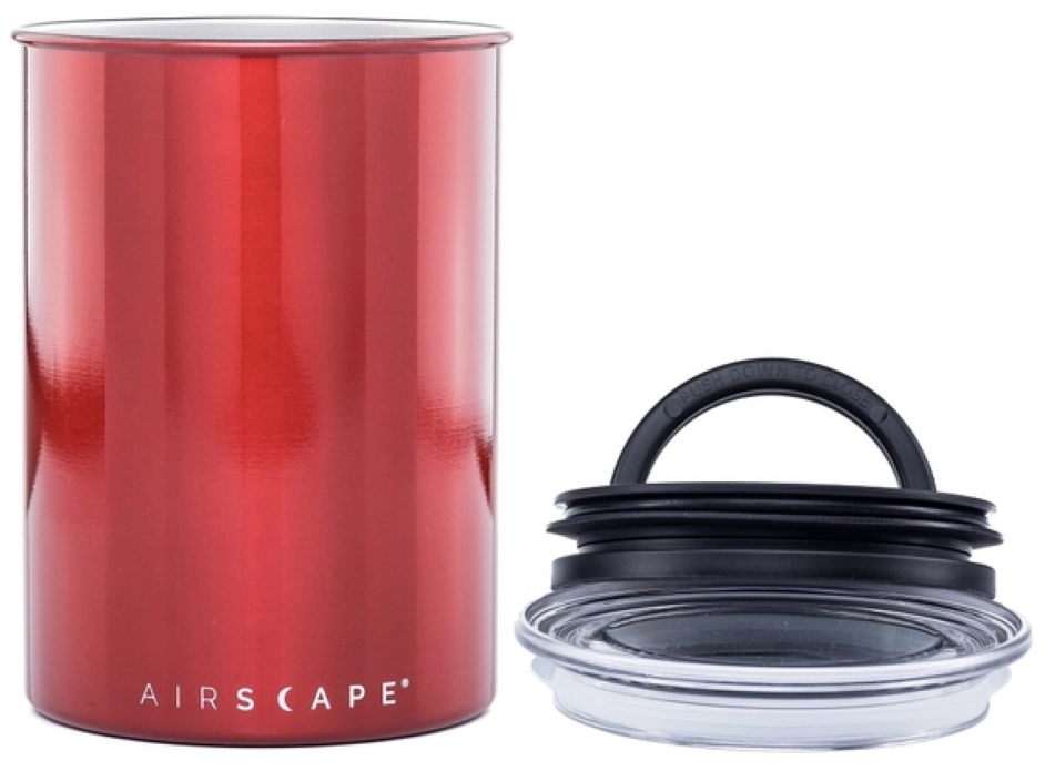 Airscape Stainless Coffee Storage Canister with Airtight Lid 7H" (Red)